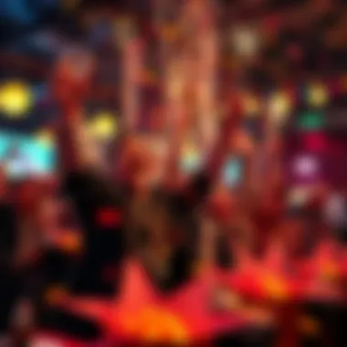 A festive atmosphere celebrating lottery wins