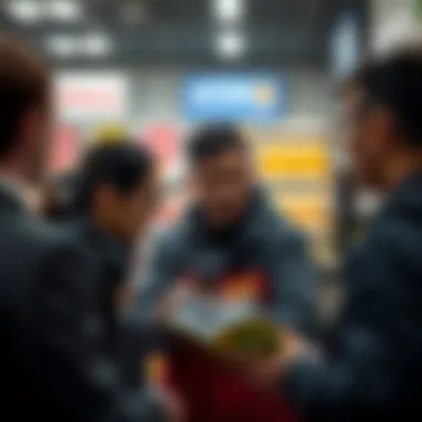 Customer service interaction at a lottery shop