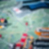 A detailed map highlighting various lottery retailers in the vicinity