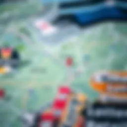 A detailed map highlighting various lottery retailers in the vicinity