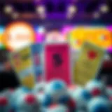 A vibrant depiction of lottery tickets with various designs
