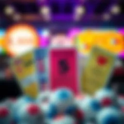A vibrant depiction of lottery tickets with various designs