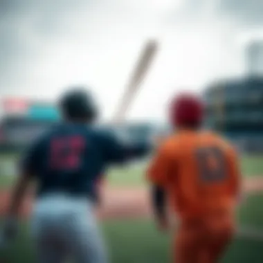 Two rival teams facing off in an intense baseball match