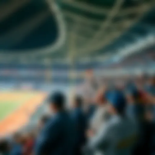 A vibrant baseball stadium filled with enthusiastic fans cheering