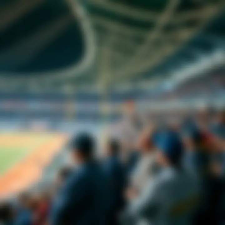 A vibrant baseball stadium filled with enthusiastic fans cheering