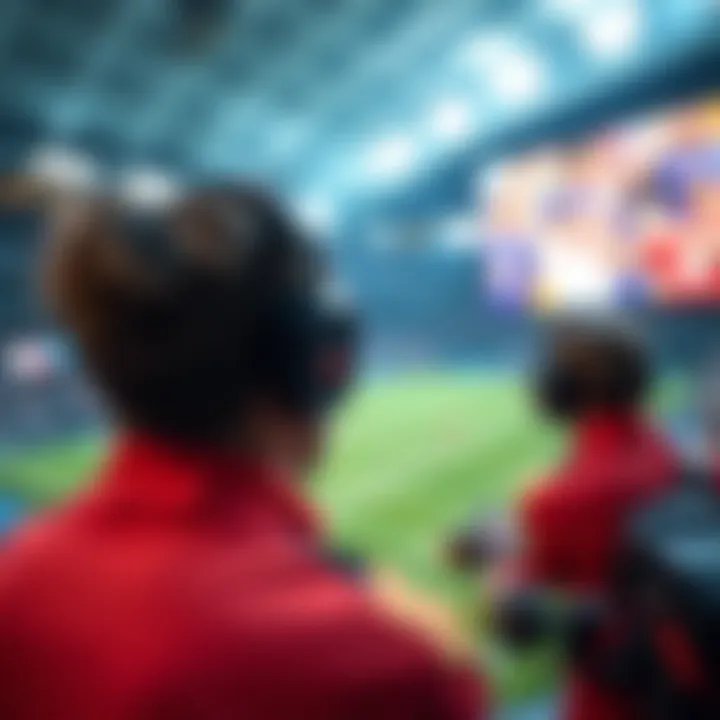 Technological advancements in sports streaming depicted through vibrant graphics