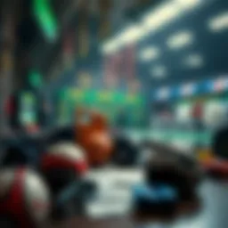 A captivating sports betting scene featuring a mix of sports gear and betting slips