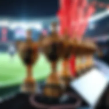 An illustration of successful betting outcomes showcasing trophies and rewards